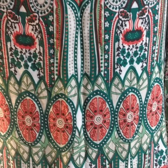 Green and Orange Boho Mandela Pattern Tunic Top - Picture 7 of 14